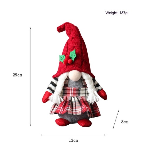 Cute Braids Faceless Plaid Forest Doll Home Plush Desktop Decoration Plush Accessories Christmas Products
