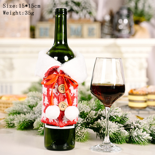 Christmas Wine Bottle Cover Decoration Cartoon Santa Snowman Accessories Ornaments