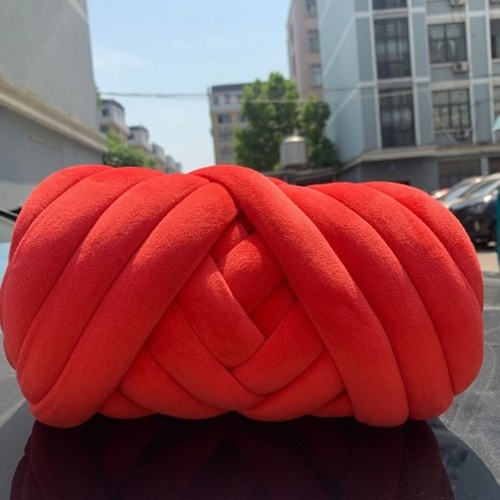 Hot Sale 3cm Wide  Chunky Yarn Braid Hand knitting Blanket Carpet Short Velvet Cotton Tube Filled Yarn