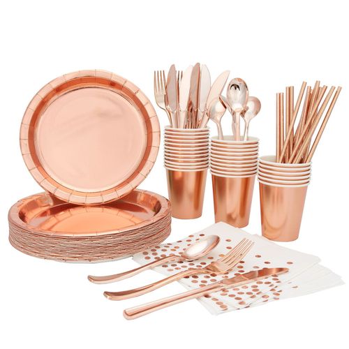 Disposable Party Tableware Set Paper Plates Cups Plastic Forks Napkins Plato De Fiesta Baby Shower Wedding Birthday Part