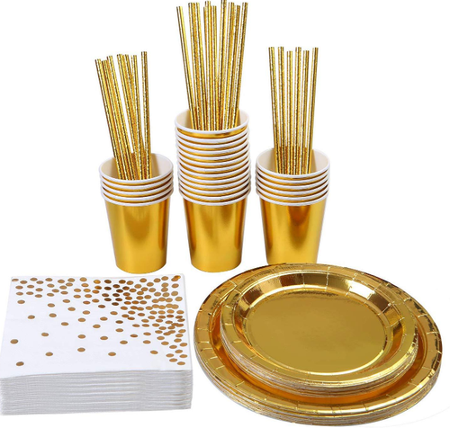 Disposable Party Tableware Set Paper Plates Cups Plastic Forks Napkins Plato De Fiesta Baby Shower Wedding Birthday Part