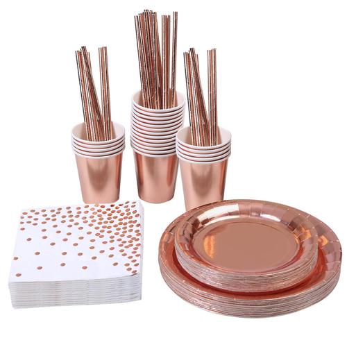 Disposable Party Tableware Set Paper Plates Cups Plastic Forks Napkins Plato De Fiesta Baby Shower Wedding Birthday Part