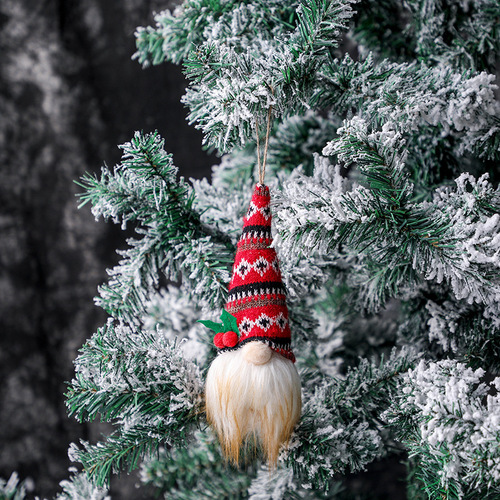 Faceless Santa Claus Doll Christmas Tree Pendants Christmas Knitted Pendants 