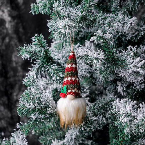 Faceless Santa Claus Doll Christmas Tree Pendants Christmas Knitted Pendants 