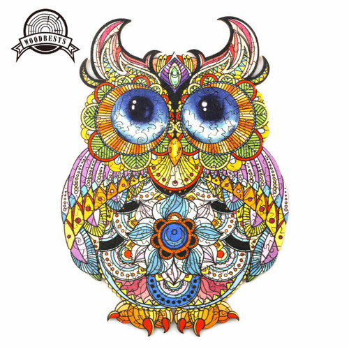 WOODBESTS A5 wooden laser cut owl wood puzzle toys crafts for child kids educational