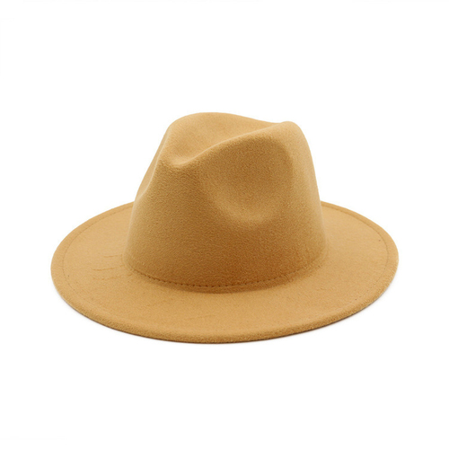 Promotional Solid Color Polyester Cotton Vegan Material Fedora Hat For Ladies And Mens Panama Jazz Fashion Fedora Hat