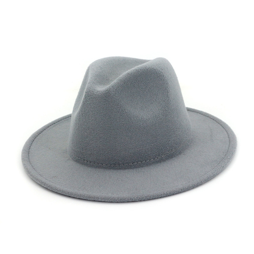 Promotional Solid Color Polyester Cotton Vegan Material Fedora Hat For Ladies And Mens Panama Jazz Fashion Fedora Hat