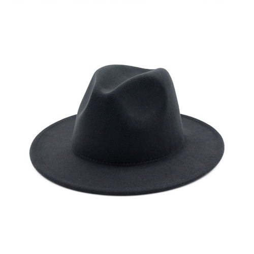 Promotional Solid Color Polyester Cotton Vegan Material Fedora Hat For Ladies And Mens Panama Jazz Fashion Fedora Hat