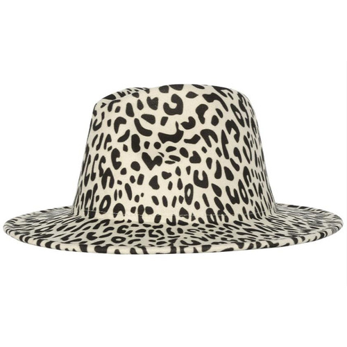  2022 Wide Brim Fedora For Women Man Plain Wool Band Felt Leopard Two Tone Fedora Hats With   2 Color