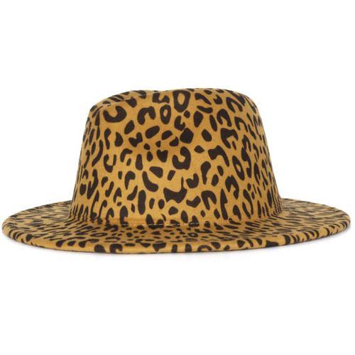  2022 Wide Brim Fedora For Women Man Plain Wool Band Felt Leopard Two Tone Fedora Hats With   2 Color