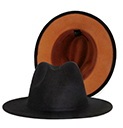  2022 Wide Brim Fedora For Women Man Plain Wool Band Felt Leopard Two Tone Fedora Hats With   2 Color