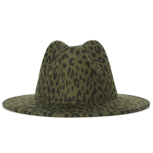  2022 Wide Brim Fedora For Women Man Plain Wool Band Felt Leopard Two Tone Fedora Hats With   2 Color