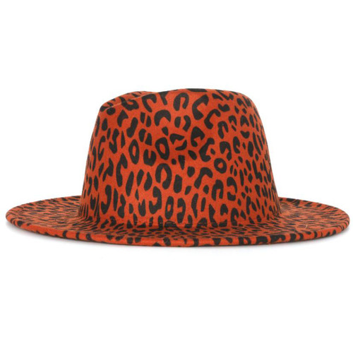  2022 Wide Brim Fedora For Women Man Plain Wool Band Felt Leopard Two Tone Fedora Hats With   2 Color