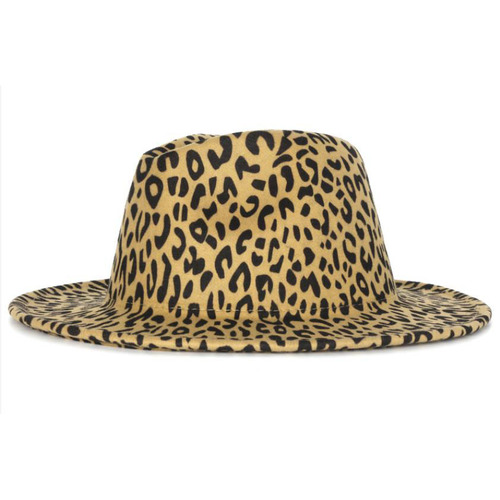  2022 Wide Brim Fedora For Women Man Plain Wool Band Felt Leopard Two Tone Fedora Hats With   2 Color