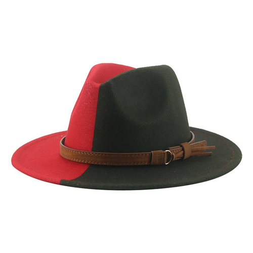 Fashionable Women Classic Wool Fedora Hat With Belt Buckle Felt Wide Brim