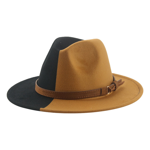 Fashionable Women Classic Wool Fedora Hat With Belt Buckle Felt Wide Brim