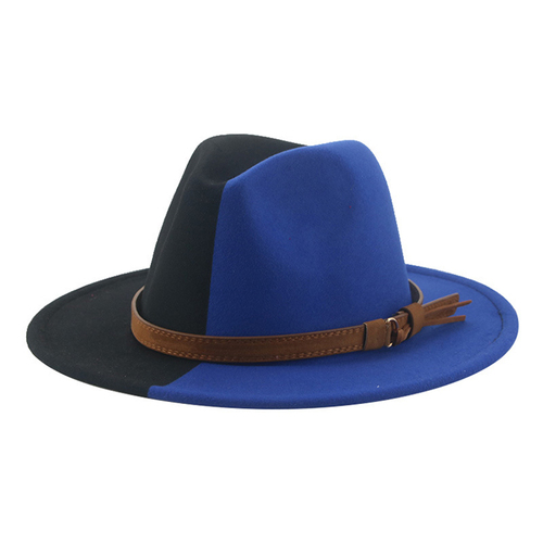 Fashionable Women Classic Wool Fedora Hat With Belt Buckle Felt Wide Brim