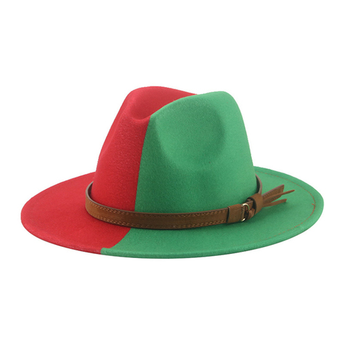 Fashionable Women Classic Wool Fedora Hat With Belt Buckle Felt Wide Brim