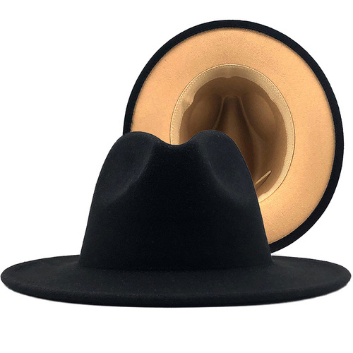 Tone Cowboy Men Dress Floppy Wool Felt Panama Hats Flat Wide Brim Fedora Two Shade Designer Women 2021 Fashion 