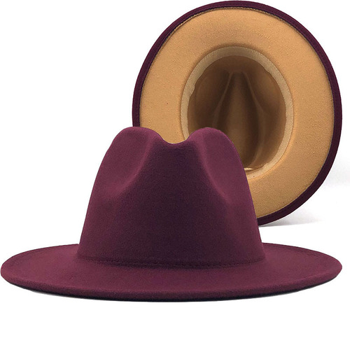 Tone Cowboy Men Dress Floppy Wool Felt Panama Hats Flat Wide Brim Fedora Two Shade Designer Women 2021 Fashion 