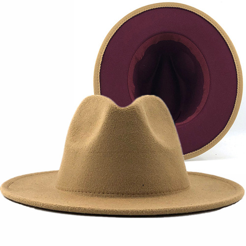 Tone Cowboy Men Dress Floppy Wool Felt Panama Hats Flat Wide Brim Fedora Two Shade Designer Women 2021 Fashion 