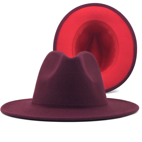 Tone Cowboy Men Dress Floppy Wool Felt Panama Hats Flat Wide Brim Fedora Two Shade Designer Women 2021 Fashion 
