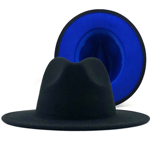 Tone Cowboy Men Dress Floppy Wool Felt Panama Hats Flat Wide Brim Fedora Two Shade Designer Women 2021 Fashion 