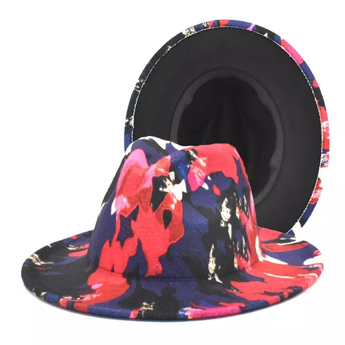 New style digital printing women fedora hat travel sunscreen colorful print Felt Hats
