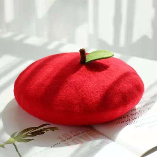 Spring Autumn Women Handmade Beret Hat Cute Fruit Pink Red Painter Hat Girl Thin Breathable Beanie Present Beret Cap