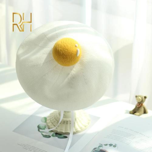 Spring Autumn Women Handmade Beret Hat Cute Fruit Pink Red Painter Hat Girl Thin Breathable Beanie Present Beret Cap