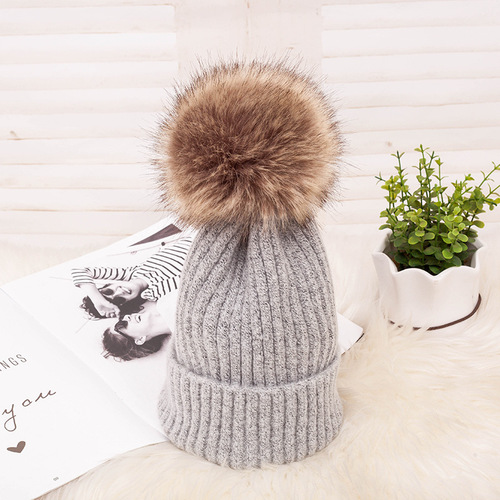Ready to ship   high quality winter warm adult size knitted beanies with pom