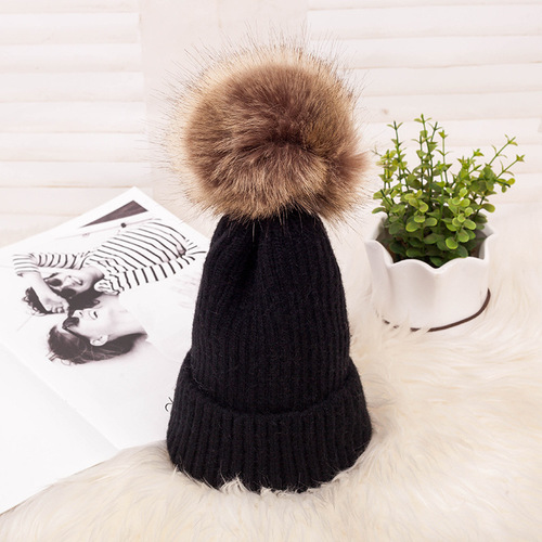 Ready to ship   high quality winter warm adult size knitted beanies with pom