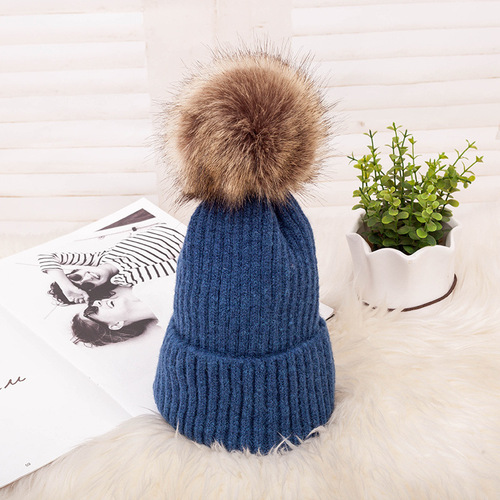 Ready to ship   high quality winter warm adult size knitted beanies with pom