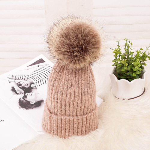 Ready to ship   high quality winter warm adult size knitted beanies with pom