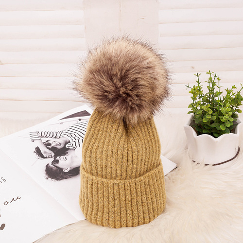 Ready to ship   high quality winter warm adult size knitted beanies with pom