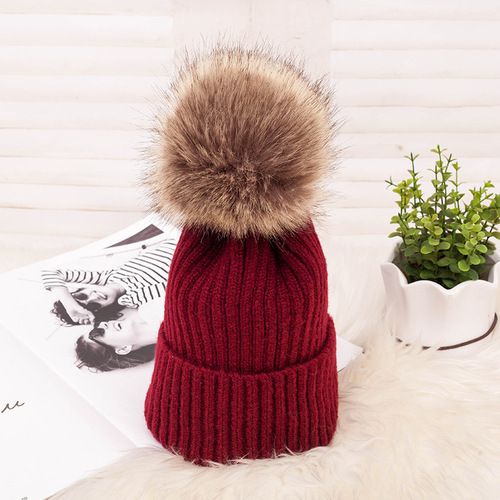Ready to ship   high quality winter warm adult size knitted beanies with pom