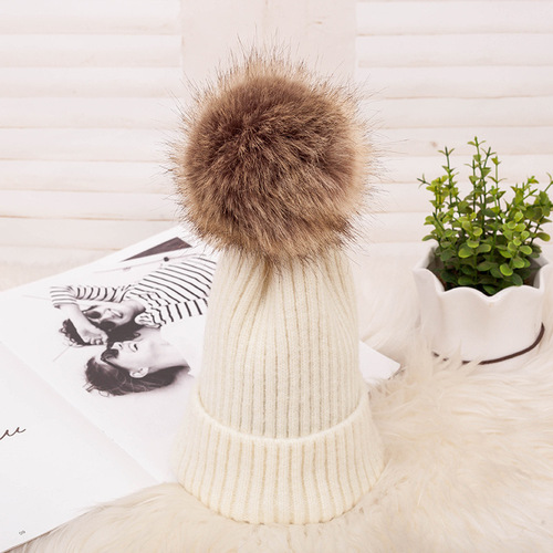 Ready to ship   high quality winter warm adult size knitted beanies with pom