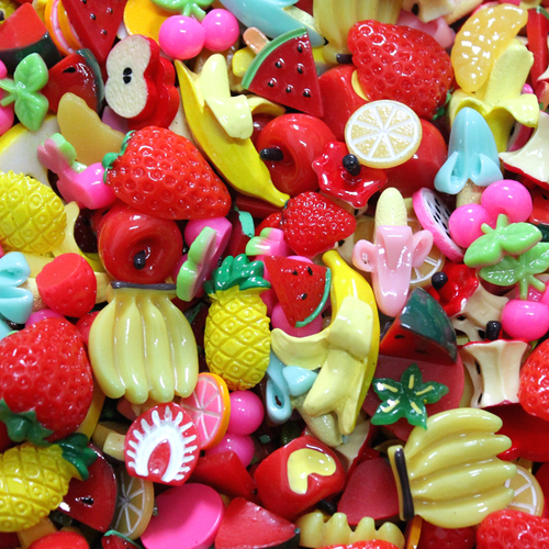 Mini Resin Chocolate Soft Packaging Fruit Resin Crafts With Accessories