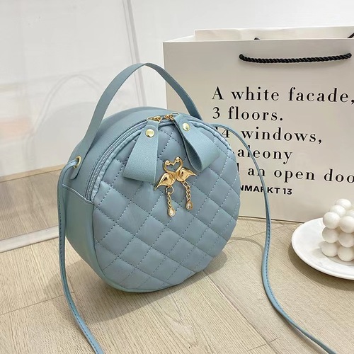 New Women's Small Round Handbag Embroidered Diamond Design Ladies' Bag, Stylish Girls' Beauty Purse