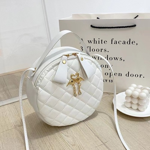New Women's Small Round Handbag Embroidered Diamond Design Ladies' Bag, Stylish Girls' Beauty Purse