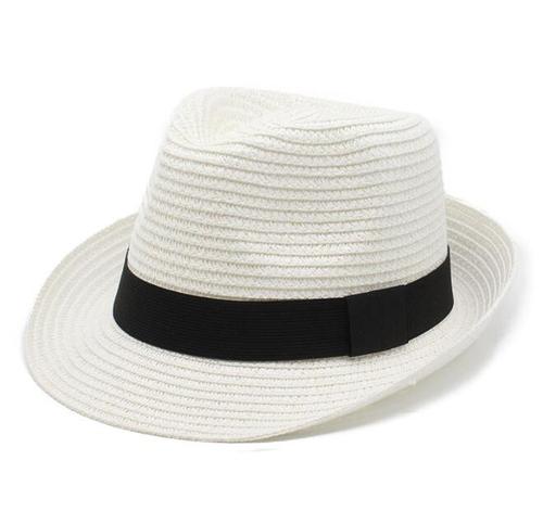2022110703 Womens Straw Hat Short Brim Panama Fedora Beach Sun Trilby Hat for Vacation Gentlemen Roll Up Summer Hat