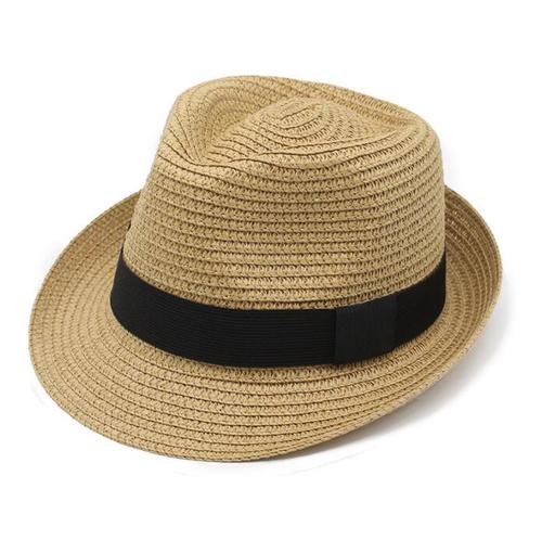 2022110703 Womens Straw Hat Short Brim Panama Fedora Beach Sun Trilby Hat for Vacation Gentlemen Roll Up Summer Hat