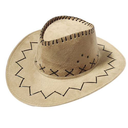 Western Hat Men Wide Brim Faux Leather Fedora Hat Jazz Women Adult Party Cowboy Felt Hats