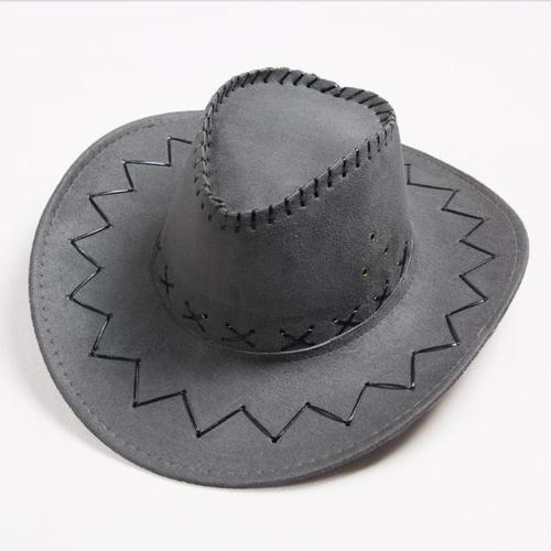 Western Hat Men Wide Brim Faux Leather Fedora Hat Jazz Women Adult Party Cowboy Felt Hats