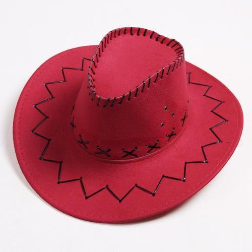 Western Hat Men Wide Brim Faux Leather Fedora Hat Jazz Women Adult Party Cowboy Felt Hats