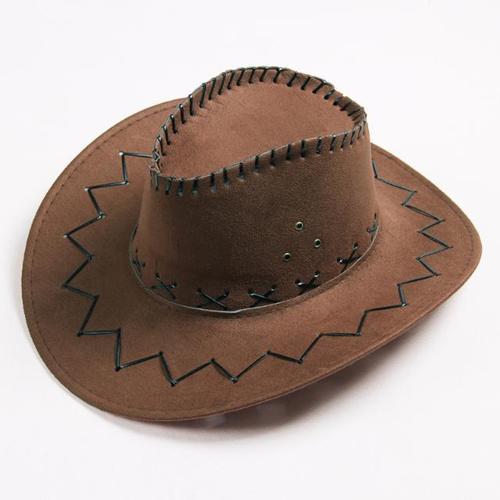 Western Hat Men Wide Brim Faux Leather Fedora Hat Jazz Women Adult Party Cowboy Felt Hats