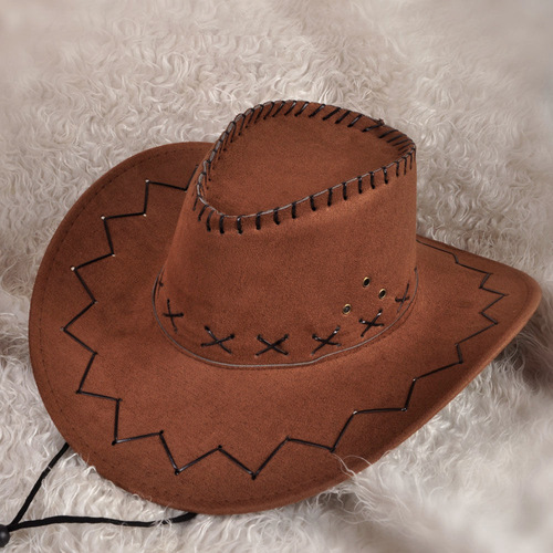 Western Hat Men Wide Brim Faux Leather Fedora Hat Jazz Women Adult Party Cowboy Felt Hats