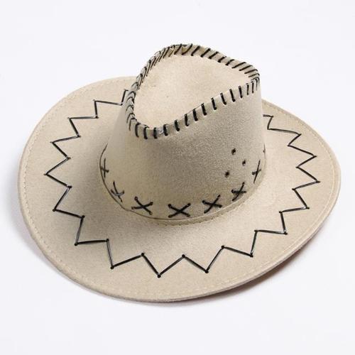 Western Hat Men Wide Brim Faux Leather Fedora Hat Jazz Women Adult Party Cowboy Felt Hats