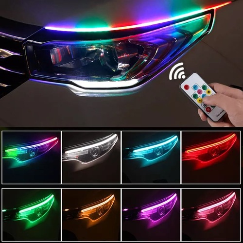 RGB Remote Control 45CM 60CM Car DRL Running Flexible Led Strip Bar Fog Lamp Turn Signal Light Bar for Auto Lighting Sys