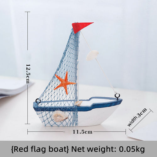 Mediterranean style Wooden mini sailboats nautical crafts living room desktop office decor home decoration
